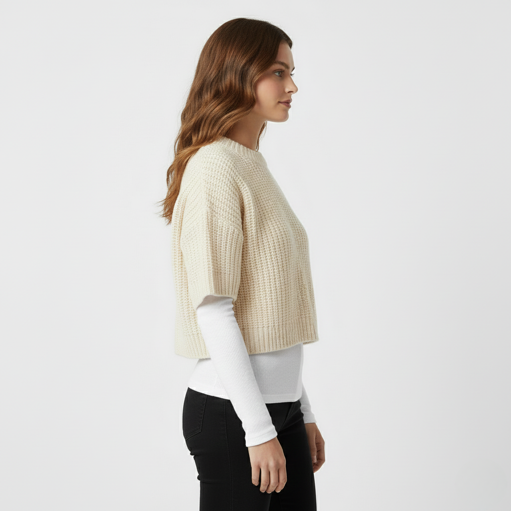 Layered Knit Short Sleeve Sweater