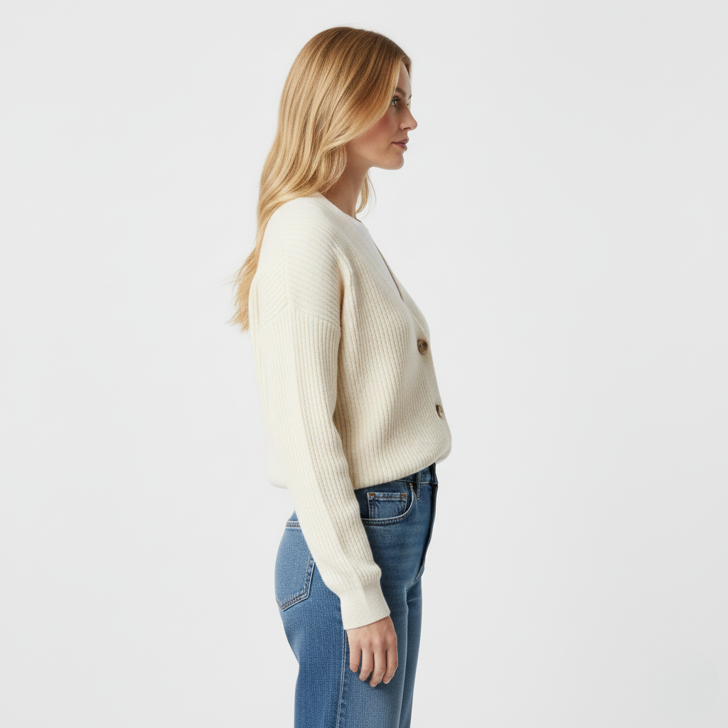 Ribbed Button Cardigan
