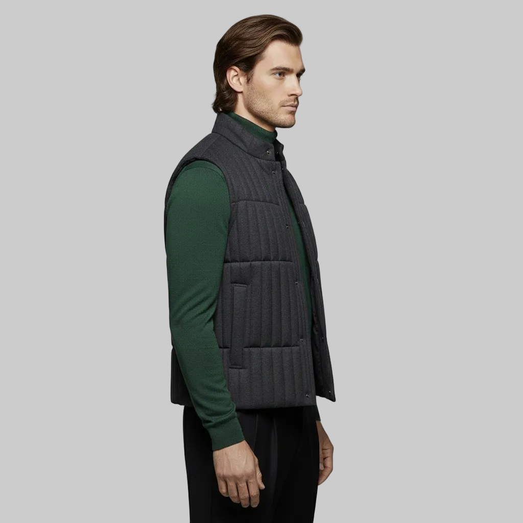 Quilted Stand-Collar Utility Vest