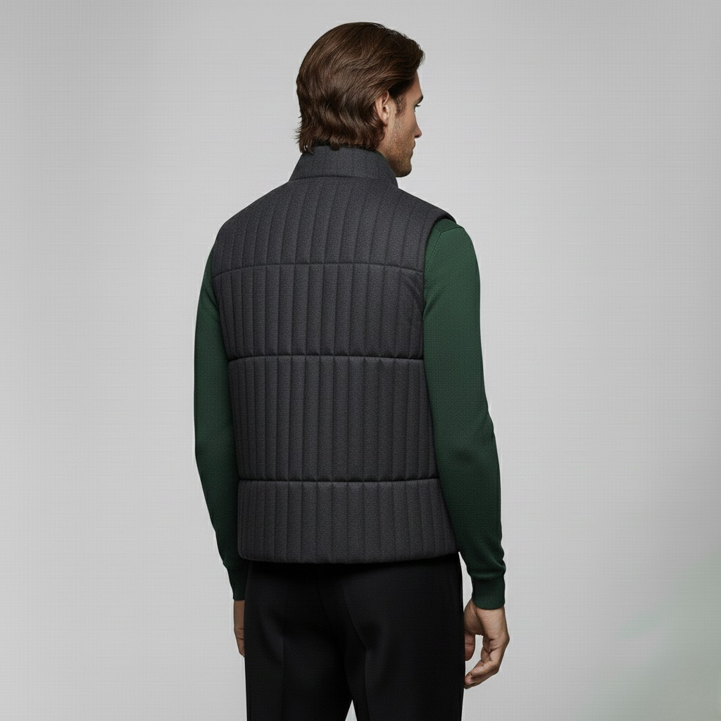 Quilted Stand-Collar Utility Vest
