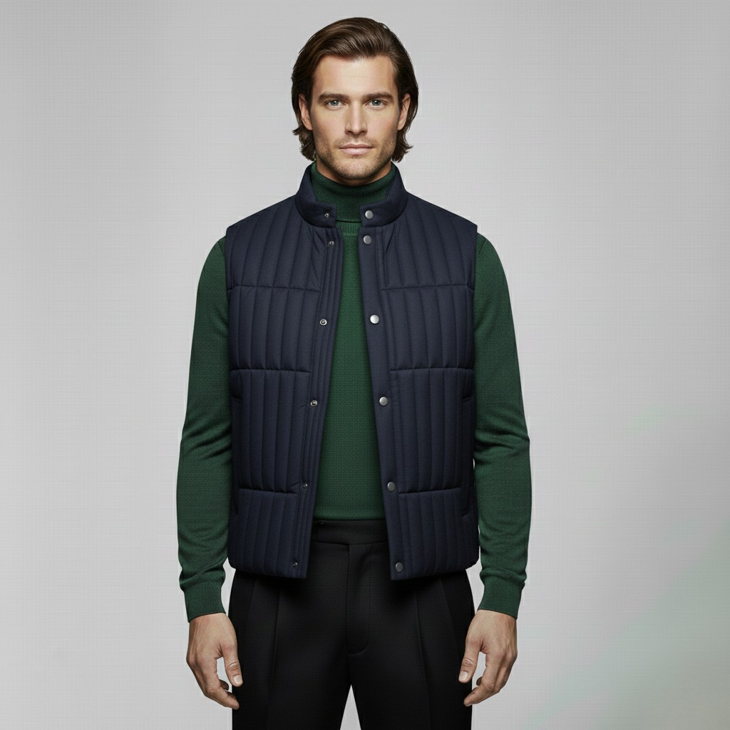 Quilted Stand-Collar Utility Vest