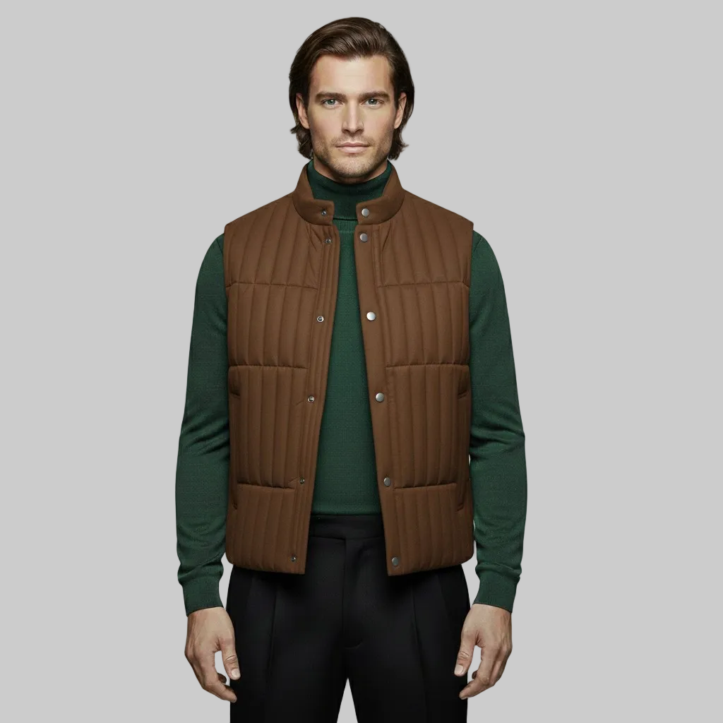 Quilted Stand-Collar Utility Vest