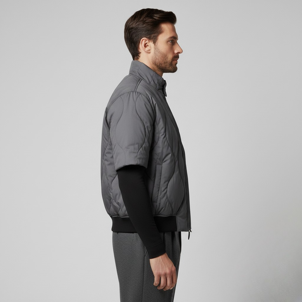 Quilted Short-Sleeve Puffer Jacket