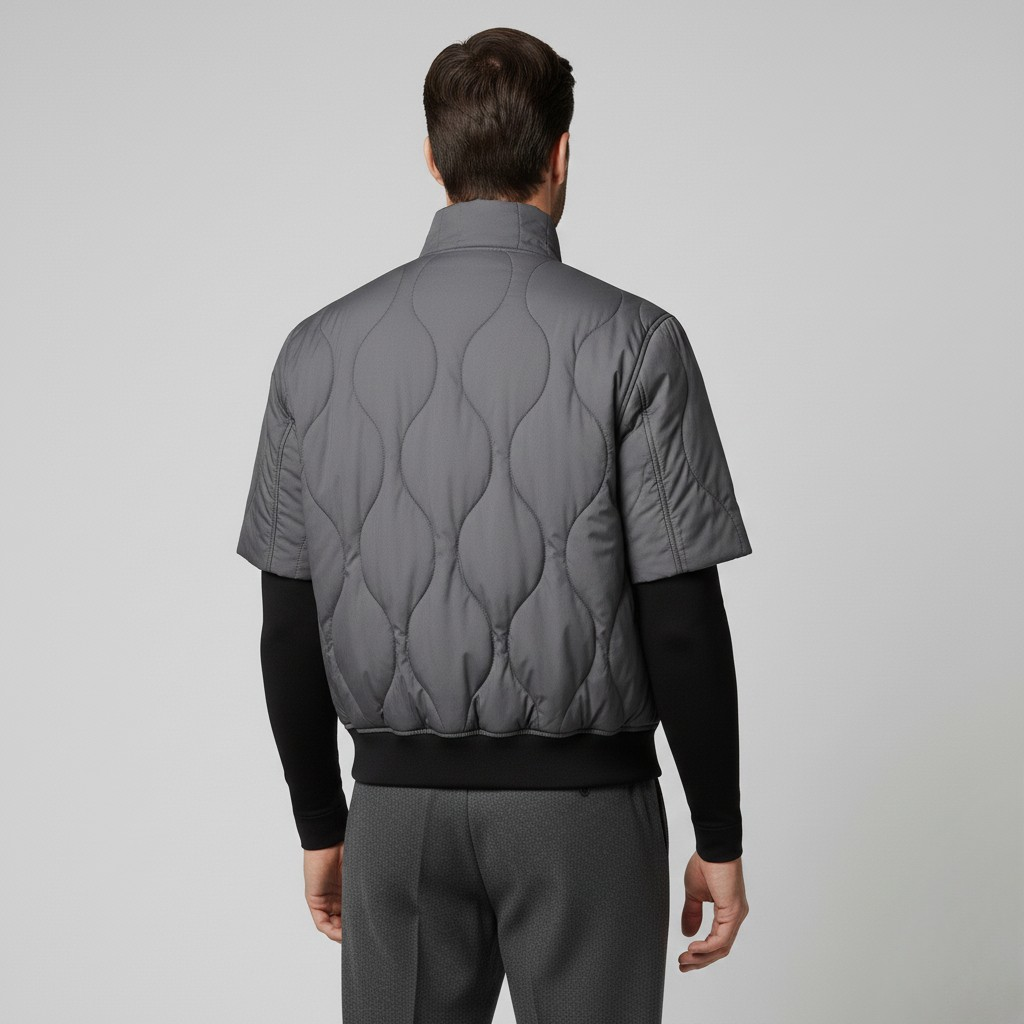Quilted Short-Sleeve Puffer Jacket