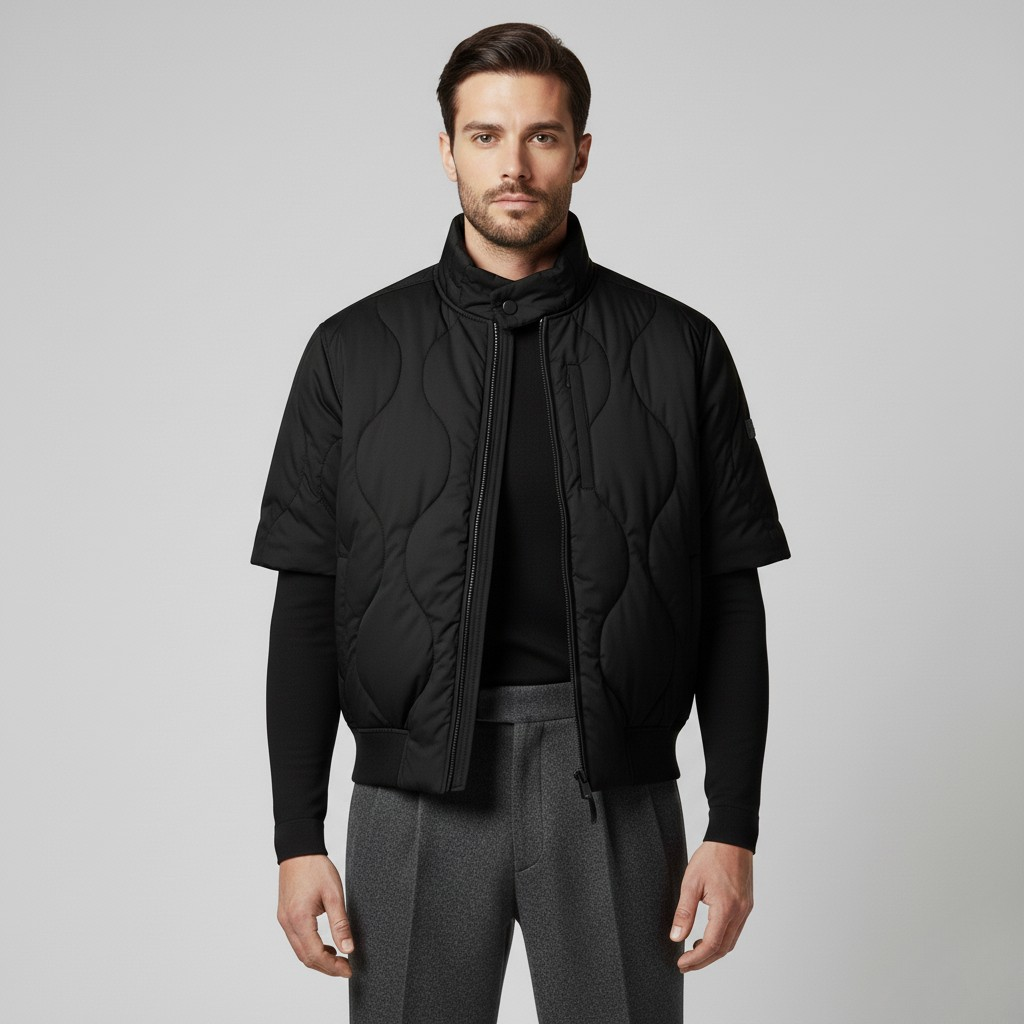 Quilted Short-Sleeve Puffer Jacket