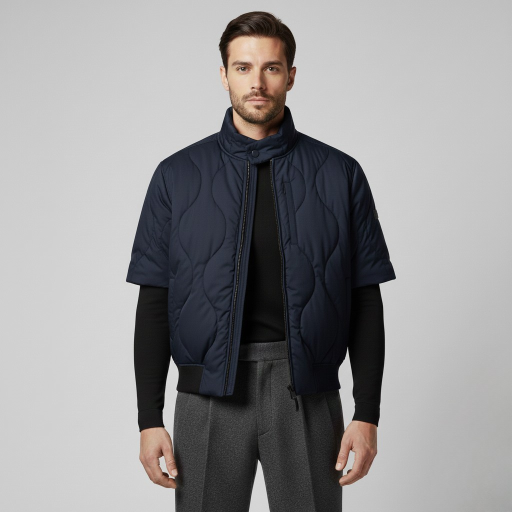 Quilted Short-Sleeve Puffer Jacket