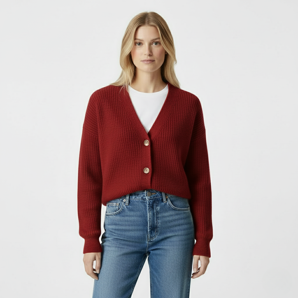 Ribbed Button Cardigan