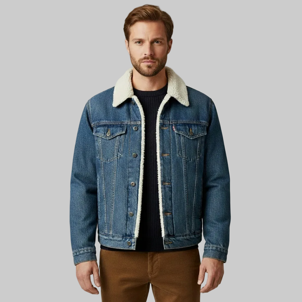Sherpa-Lined Denim Trucker Jacket