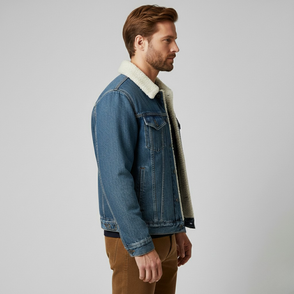 Sherpa-Lined Denim Trucker Jacket