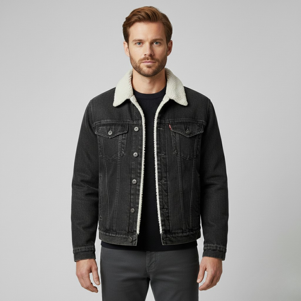 Sherpa-Lined Denim Trucker Jacket