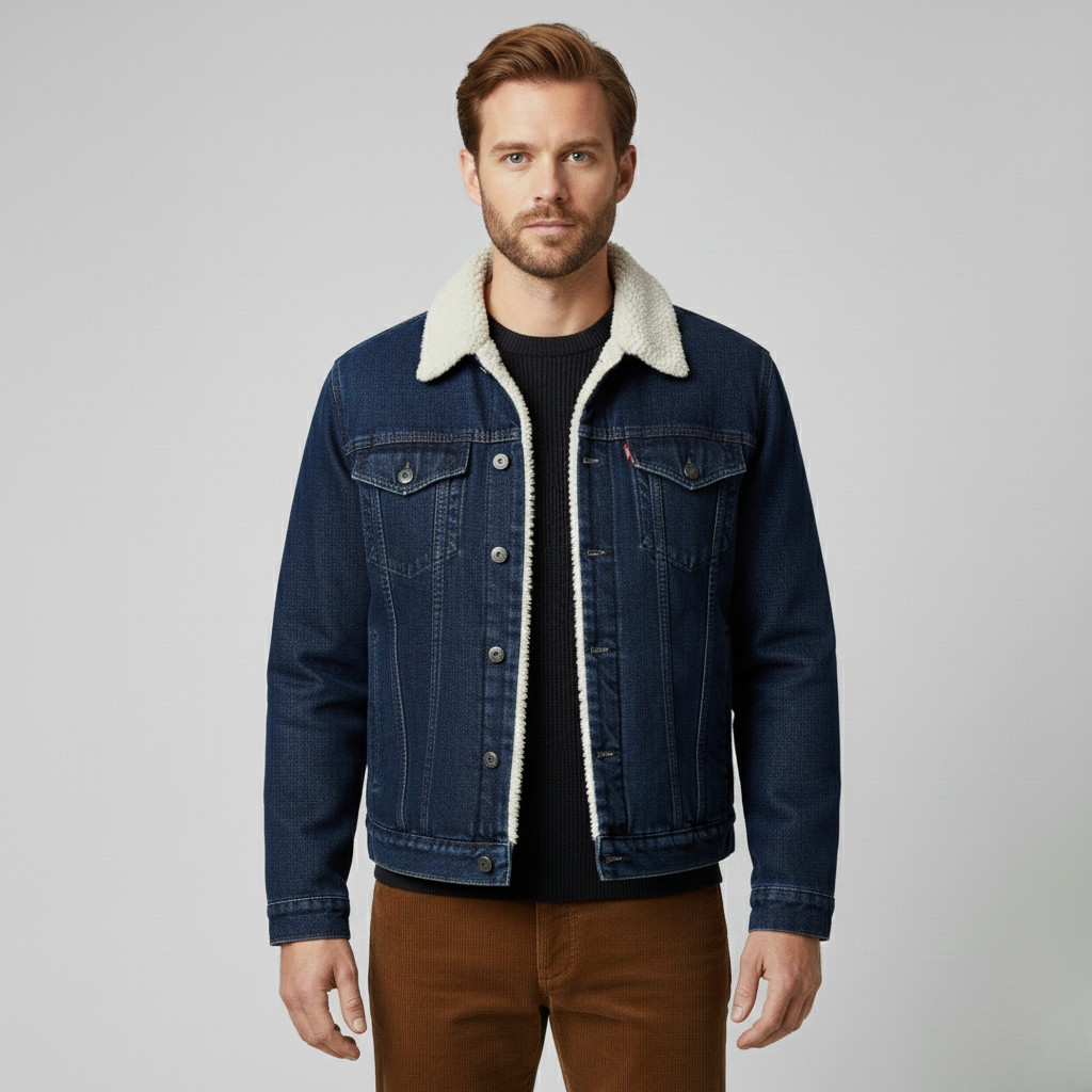 Sherpa-Lined Denim Trucker Jacket
