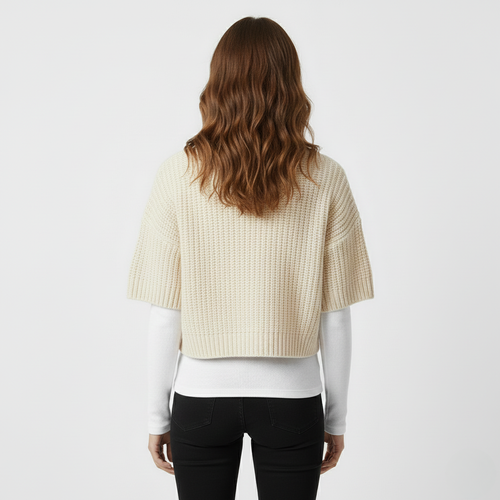 Layered Knit Short Sleeve Sweater