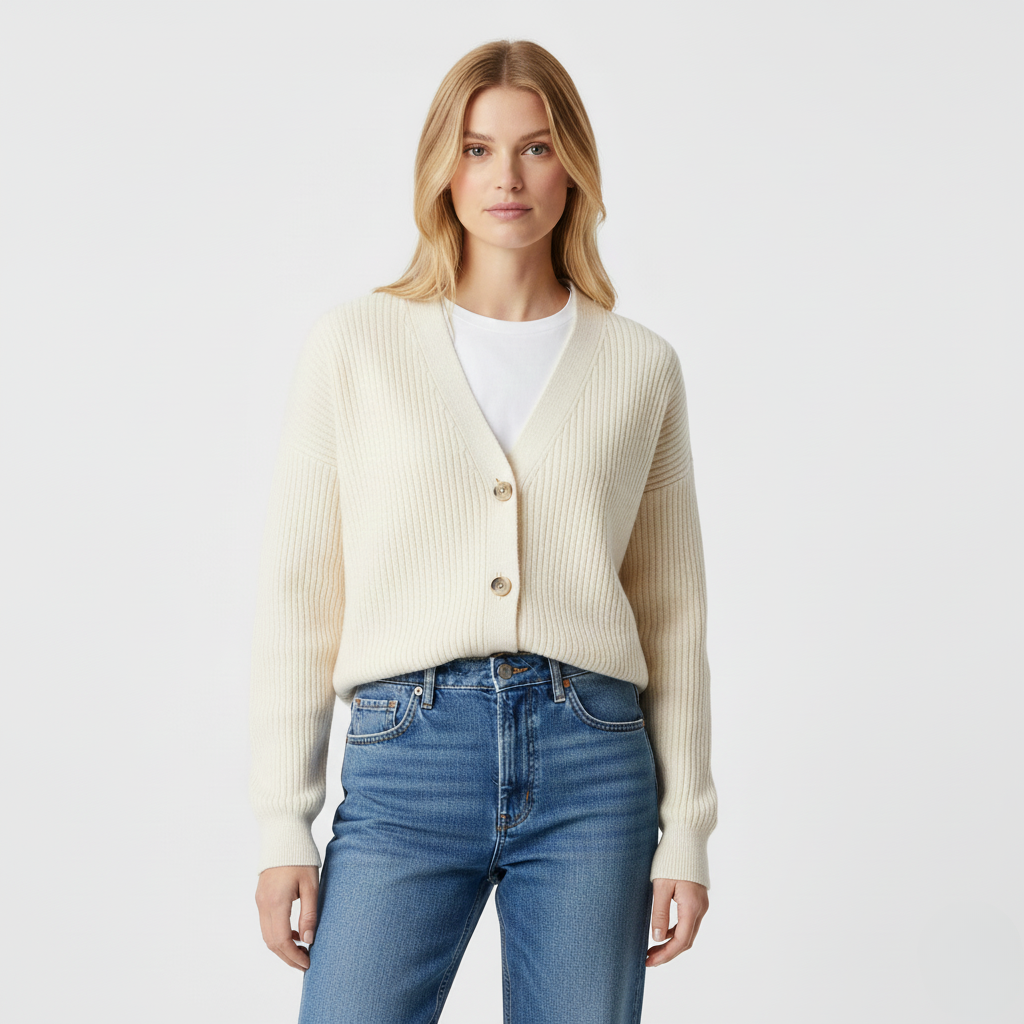 Ribbed Button Cardigan