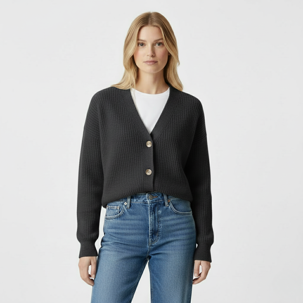 Ribbed Button Cardigan