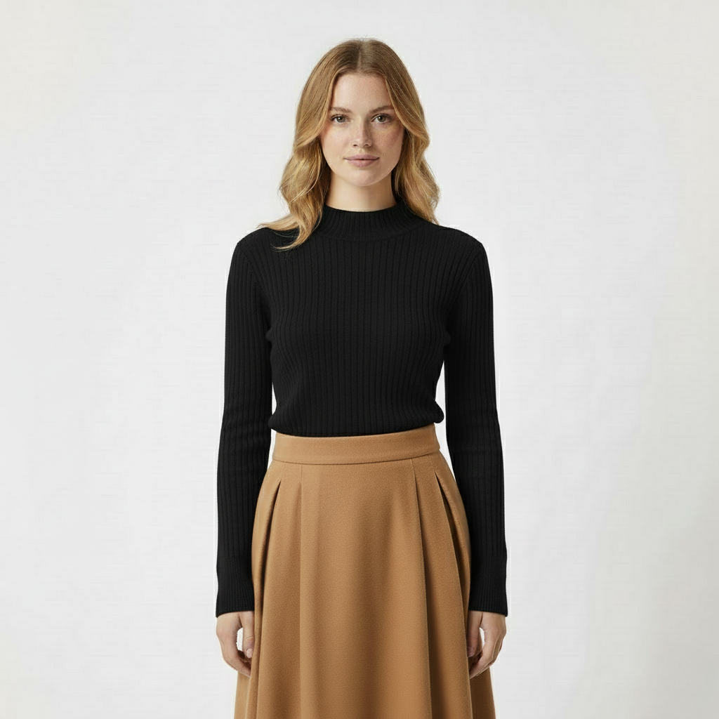 Ribbed Mock Neck Sweater