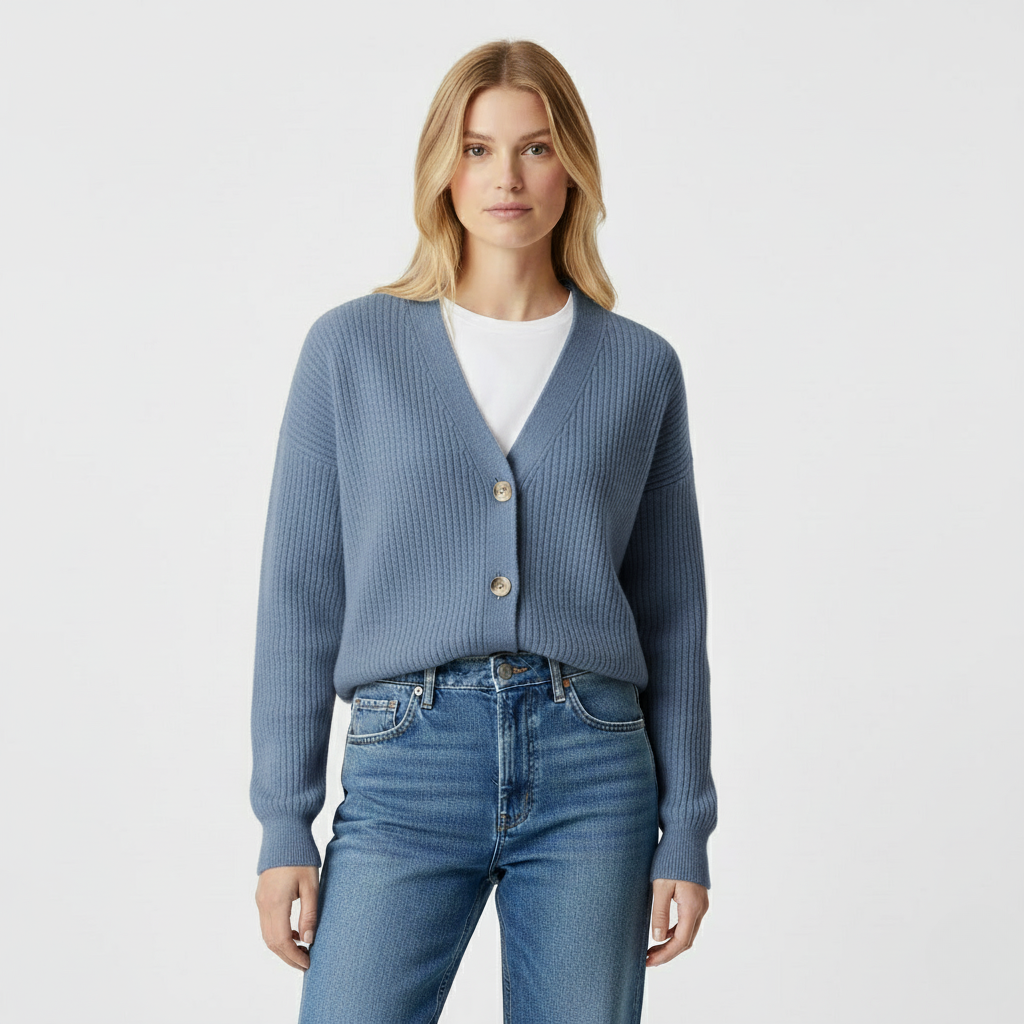 Ribbed Button Cardigan